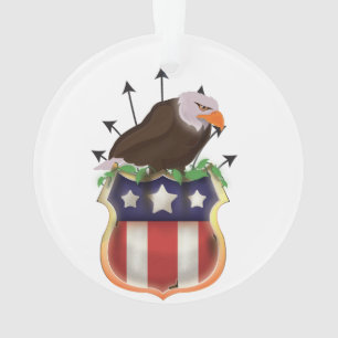 Ornamento Bandeira Estrelas e Listras Águia Dourada American