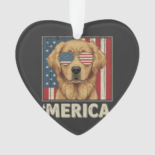 Ornamento Bandeira 'Merica do Golden Retriever Vintage