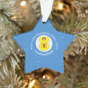 Ornamento Bandeira Personalizada Hanukkah Anjo Rampante Leão