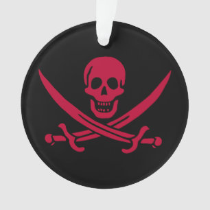 Ornamento Bandeira pirata da Caveira Vermelha e Espadas de C