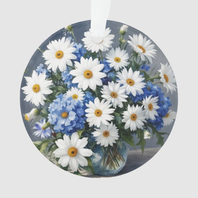 Ornamento Bando de Flores Elegantes Daisies Watercolor (Frente)