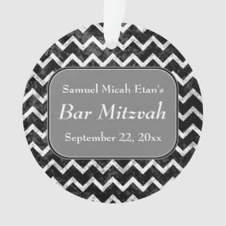 Ornamento Bar preto e branco Mitzvah de Chevron do teste