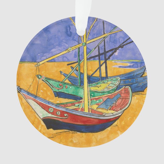 Ornamento Barcos de Van Gogh Impressionismo Praia (Frente)