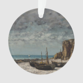 Ornamento Barcos em praia, Etretat - Gustave Courbet
