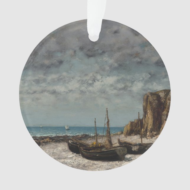 Ornamento Barcos em praia, Etretat - Gustave Courbet (Frente)