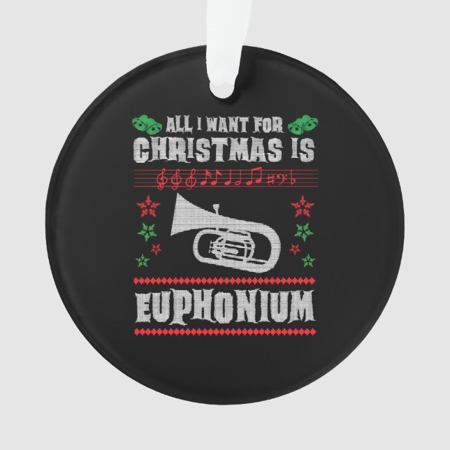 Ornamento Baritone Euphonium Ugly Christmas Sweater Style (Frente)