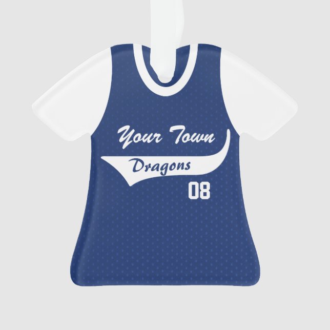 Ornamento Baseball Jersey Blue com foto (Frente)