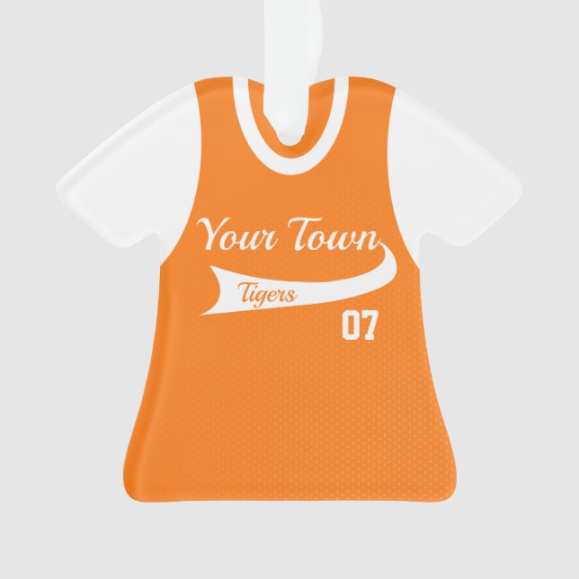 Ornamento Baseball Jersey com foto laranja (Frente)