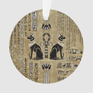 Ornamento Bastet - Gatos Egípcios E Cruz Anca