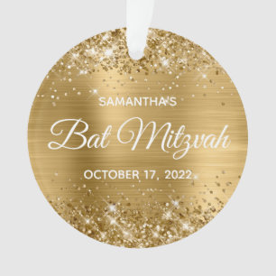 Ornamento Bát Mitzvah Glittery Gold Ombre Foil