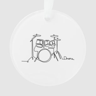 Ornamento Baterista Desenho Musical Tambores de Uma Linha