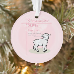 Ornamento Batismo da Netas Rosa Cordeiro Personalizado