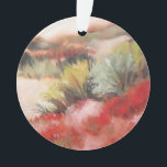 Ornamento Beach Dunes Sandy Grassy Paisagem Costeira<br><div class="desc">Esta pintura de dunas de praia mostra gramíneas verdes e plantas brilhantes de gelo vermelho,  uma pintura da artista americana Mary Hubley.</div>