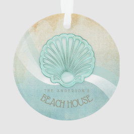 Ornamento Beach House Clam Shell Aqua Blue ID623