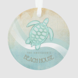 Ornamento Beach House NMaritime Turtle Aqua Blue ID623
