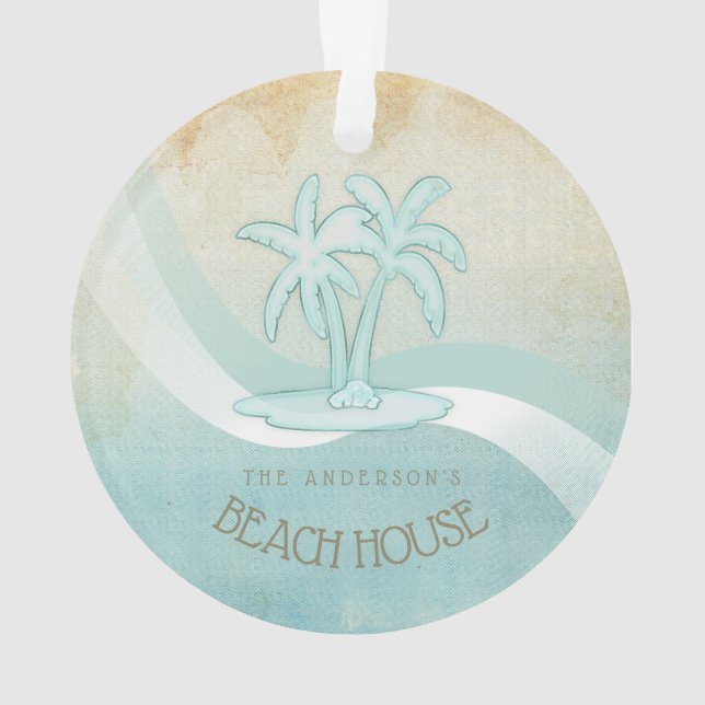 Ornamento Beach House Palm Trees Aqua ID623 (Verso)