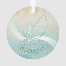 Ornamento Beach House Pescador náutico Aqua Blue ID623