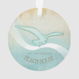 Ornamento Beach House Seagull Aqua Blue ID623
