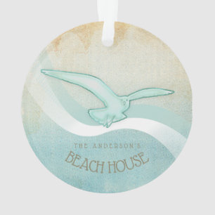 Ornamento Beach House Seagull Aqua Blue ID623