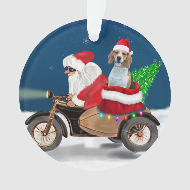 Ornamento Beagle Dog Natal Papai Noel (Frente)