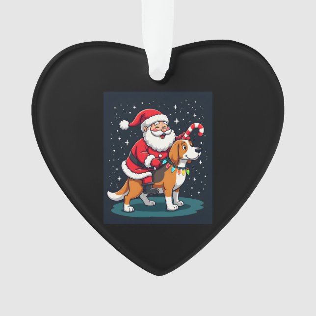 Ornamento Beagle Xmas Lighting Papais noeis pilotando Beagle (Frente)