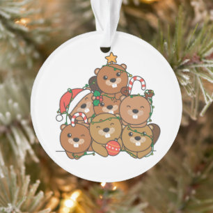 Ornamento Beaver Árvore de Natal Engraçado Natal Animal
