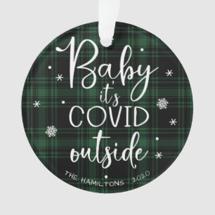 Ornamento Bebê É Covid Lá Fora Natal Engraçado Verde