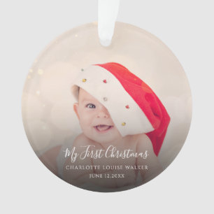 Ornamento Bebê Festivo Primeiro Natal 2 Fotos Personalizadas