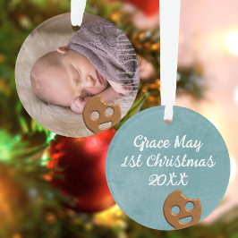 Ornamento Bebê Homem de Biscoito de Natal Fofo Primeira Foto