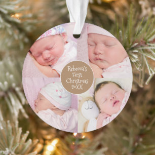 Ornamento Bebê Primeiro Natal 4 foto colagem