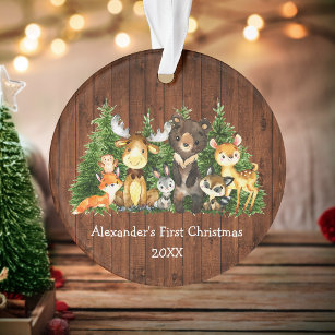 Ornamento Bebê Primeiro Natal Animais Florestais Russos