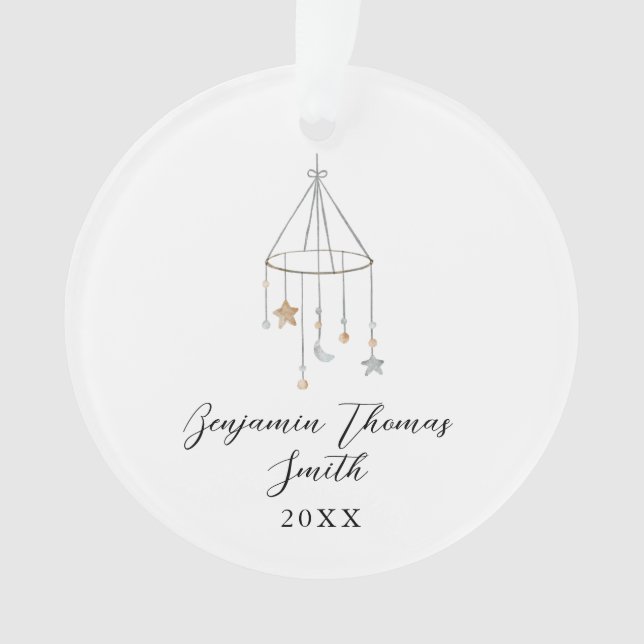 Ornamento Bebê Primeiro Natal - Estrela - Arnaço Móvel Acríl (Frente)