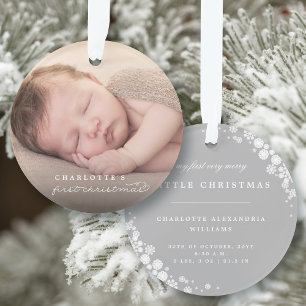 Ornamento Bebê Primeiro Natal Flocos de Neve Na moda Foto C