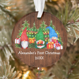 Ornamento Bebê Primeiro Natal Luzes Gnomos Russos