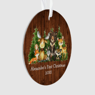 Ornamento Bebê Primeiro Natal Rustic - FOTO DE VOLTA