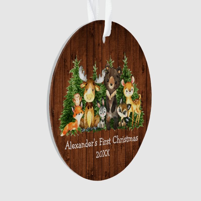 Ornamento Bebê Primeiro Natal Rustic - FOTO DE VOLTA (Frente)