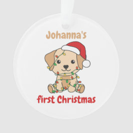 Ornamento Bebês de inverno do Natal Labrador no primeiro Nat