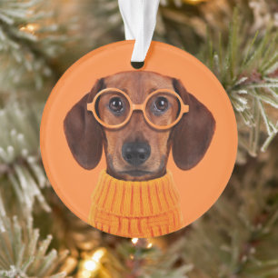 Ornamento Bebês Mais Pobres   Suéter de laranja Dachshund