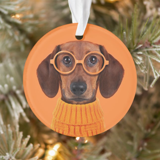 Ornamento Bebês Mais Pobres | Suéter de laranja Dachshund (Árvore)
