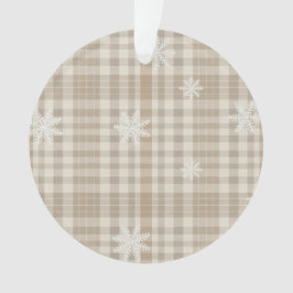 Ornamento Beige Gingham Snowflake Ornament – Neutral Rustic