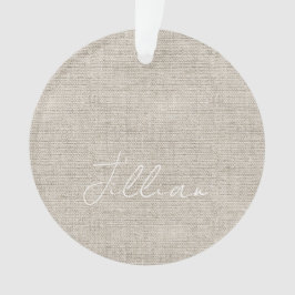 Ornamento Beige Linen Tecido White NAME Eterno Keepsaket