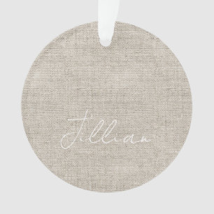 Ornamento Beige Linen Tecido White NAME Eterno Keepsaket
