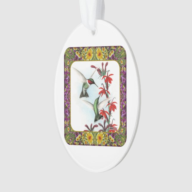 Ornamento Beija-flores e Flores #5 (Frente)