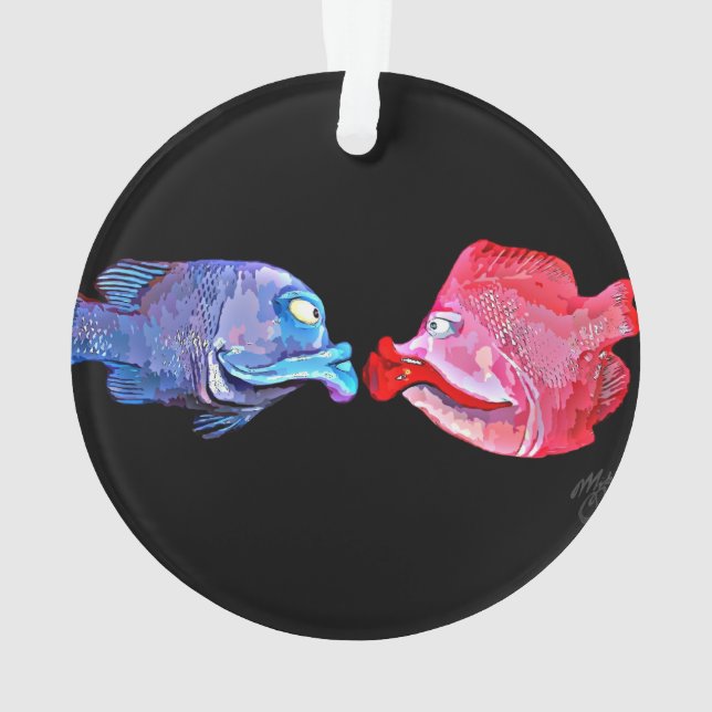 Ornamento "Beijando arte dos peixes" por Mike Quinn (Verso)