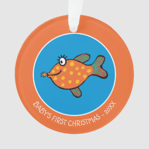 Ornamento Beijos dos peixes da mamã e do bebê