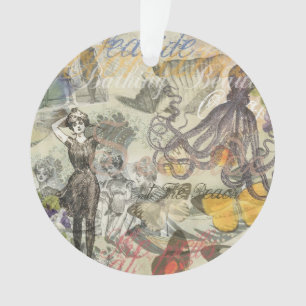 Ornamento Bela de banho vitoriana Kraken Surrealismo Vintage