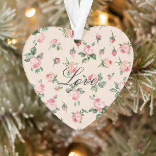 Ornamento Belas Rosas Cor-de-Rosa Florais Natal
