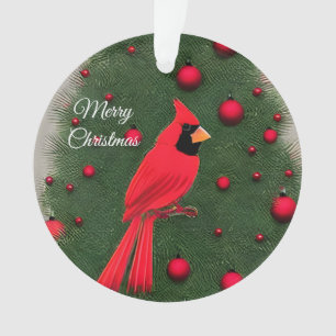 Ornamento Belo Cardeal Vermelho de Natal