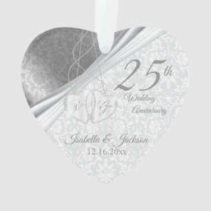 Ornamento Belo Damask - 25 Silver Casamento Aniversário