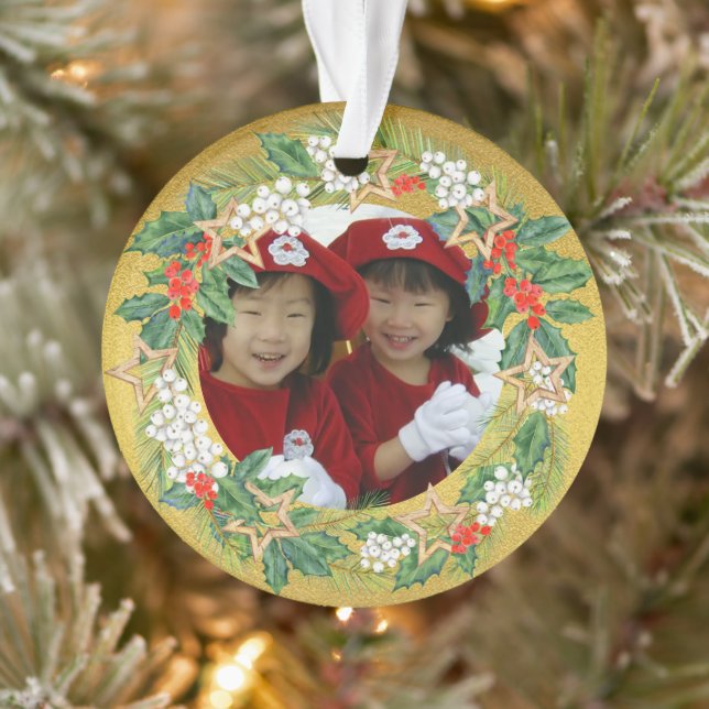 Ornamento Belo Feriado em Foto Gold Foil (Árvore)